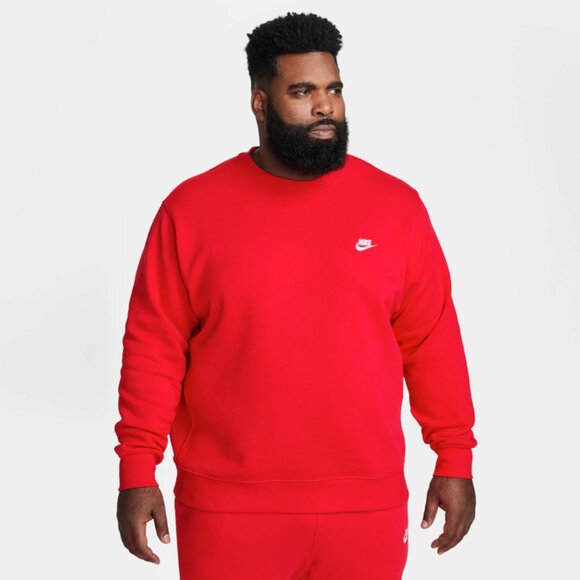 Nike Sportswear Club Fleece Men's Crew Sweatshirt Top Red 3XL - Picture 2 of 10